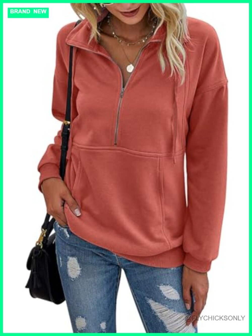 PRETTYGARDEN Women's Half Zip Long Sleeve Sweatshirt Pullover Top